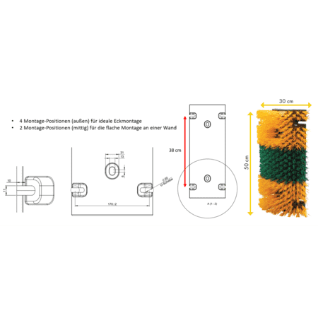 Patura Kratzbürste Multifix - für Wand- und Pfostenmontage