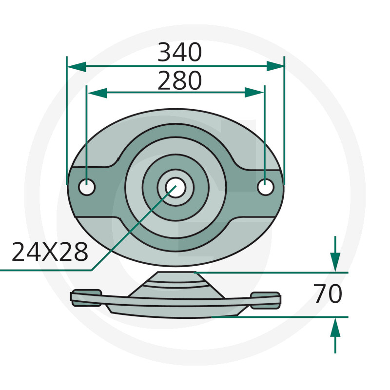 Mähscheibe 340mm HD - passend zu Kuhn GMD 44, 55, 66, 77