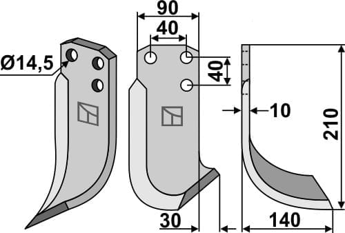 BL6343 Fräsmesser 210x90mm rechts - passend zu Tortella 2985500