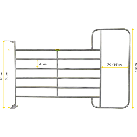 Patura Panel-6 mit Rahmen, Höhe 2,10 m | Durchgangsbreite: 70 cm