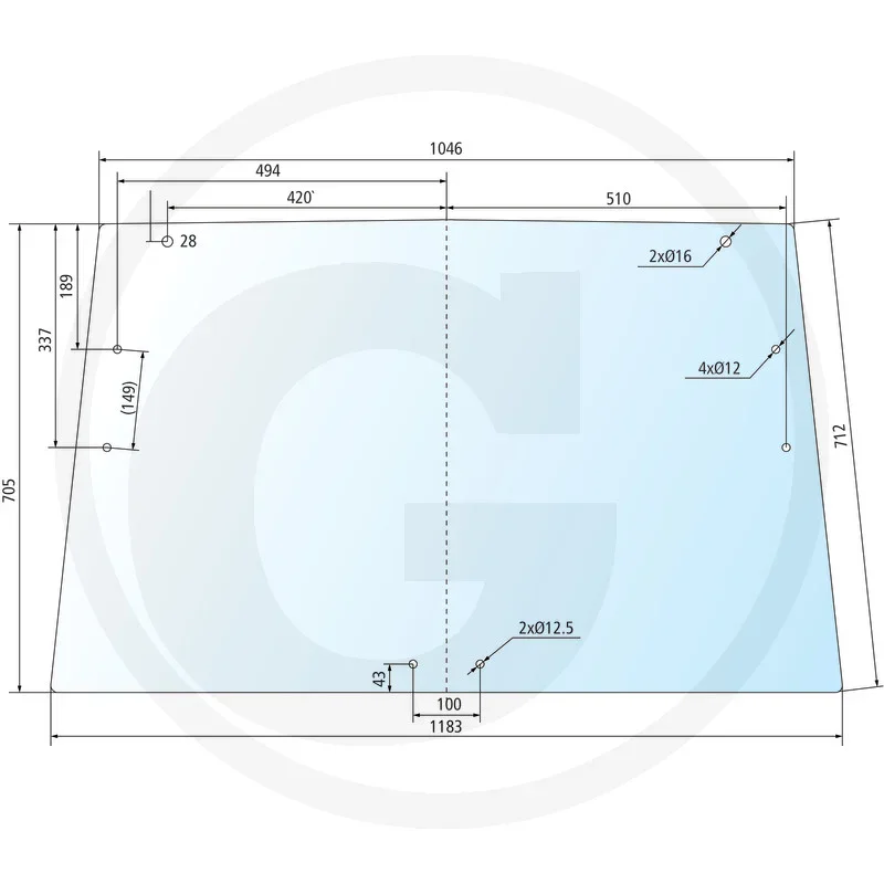 Rear window - suitable for John Deere