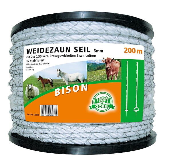 10275 Weidezaunseil / Elektroseil weiß - 6mm / 200m