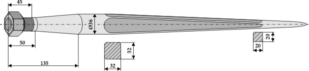 ET10371 Frontladerzinken 800mm / M20x1,5