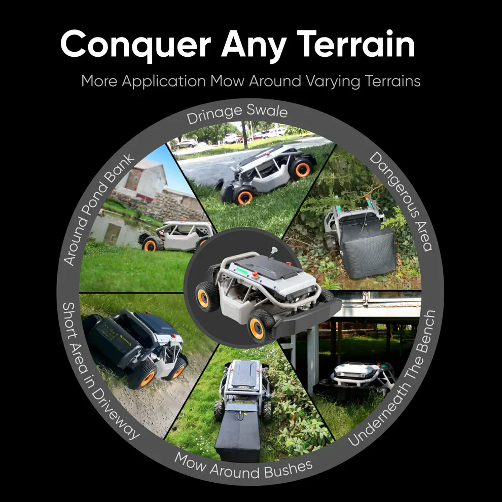 Mowrator S1 4WD – Ferngesteuerter Rasenmäher 12Ah für 3000 m² | 75 % Steigung | 21" Clean-Cut