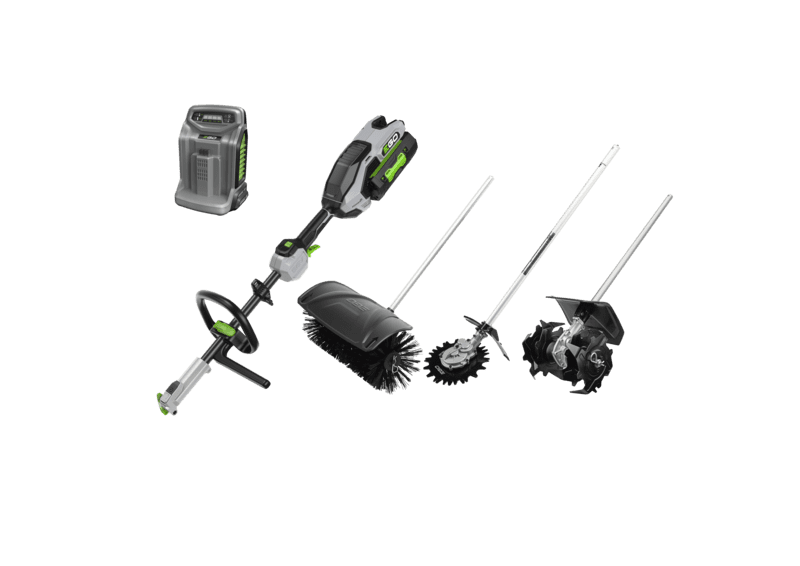 EGO Multifunktionswerkzeug-Kit – Kehrbürste, Rotocut, Bodenfräse & Antriebseinheit inkl. 2×4,0Ah Akku