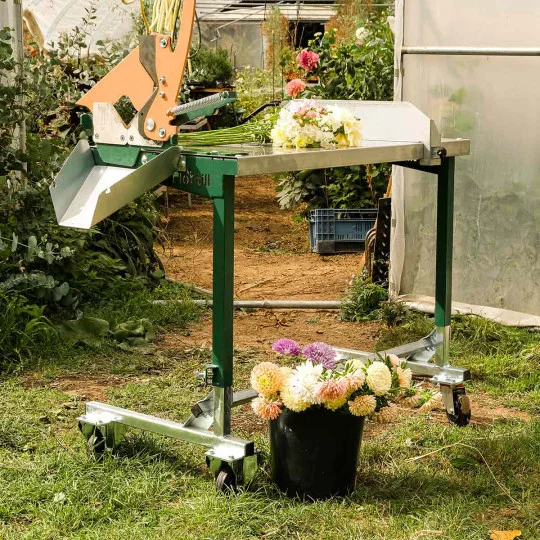 Flortill table for flower stem cutters – stainless steel table for floristry & ornamental plant cultivation