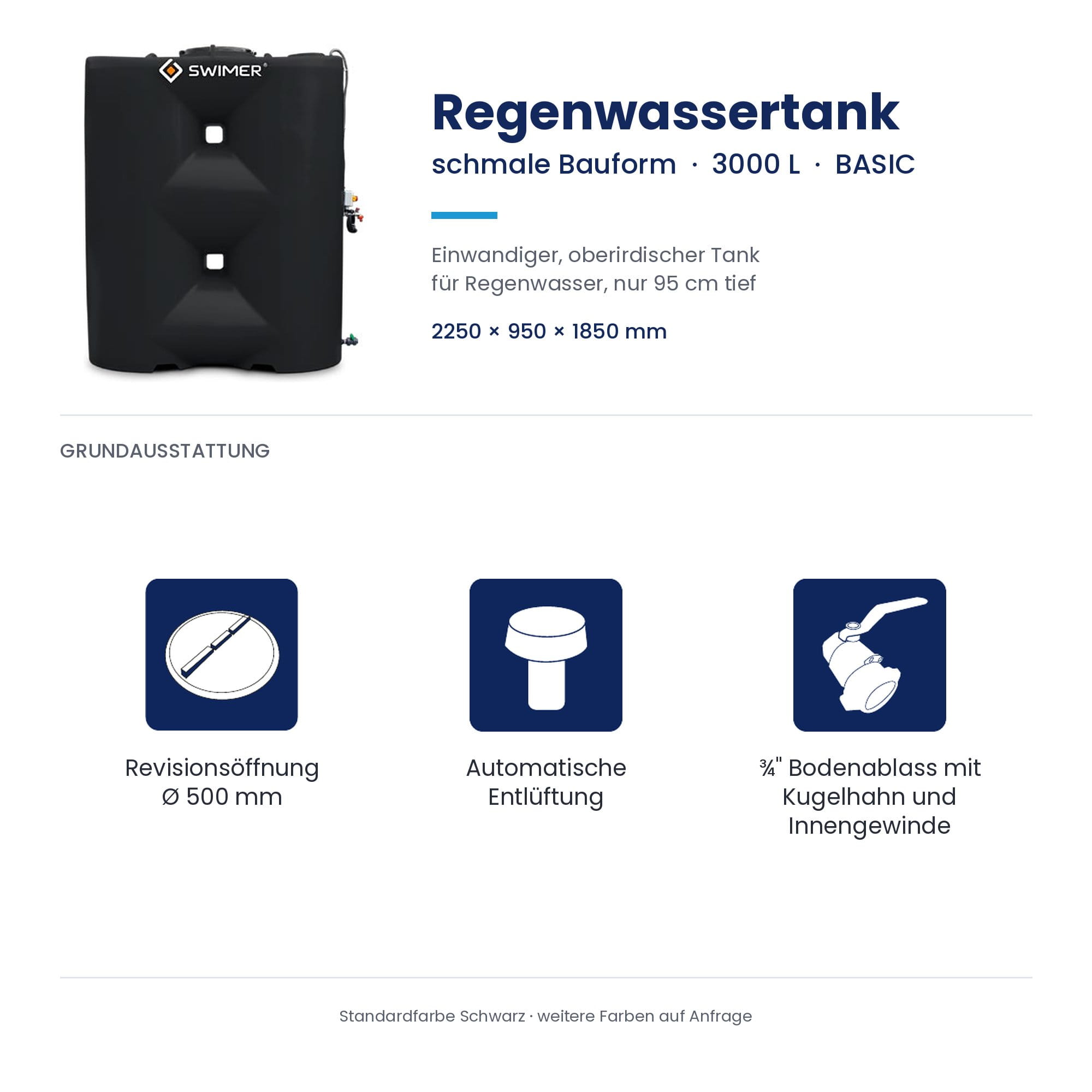 Regenwassertank, Schlauchtank, 3000 L, BASIC, Außentank