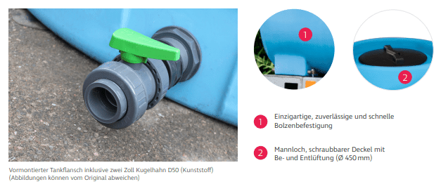 Duraplas Transporttank mit Fahrgestell 2000L bis 8000L