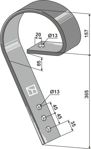 BL28671 Schleppzinken für Rahmen 80x80 - passend zu Lemken 3538741 / Köckerling / Bednar KM060349