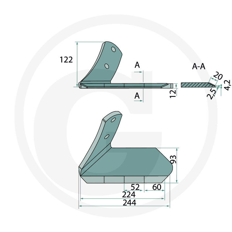 Aileron gauche en carbure GRANIT Endurance - compatible avec Kuhn H2218191