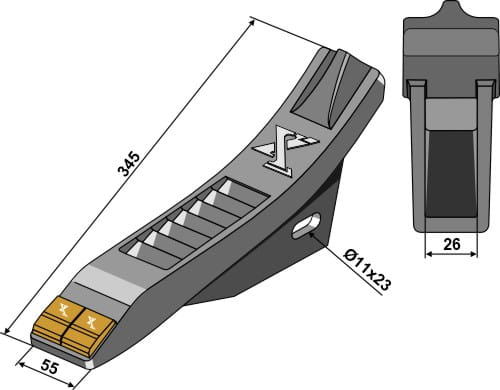 Pointe de soc en carbure de 345 mm - compatible avec Farmet