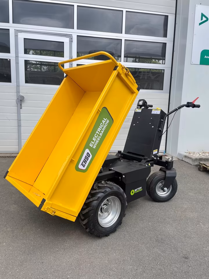 Elektroschubkarre 500 kg | Elektrodumper mit hydraulischer Kippmulde 236 L | 1000 W | 48 V Akku | Steigfähigkeit 30° | 3 Fahrstufen