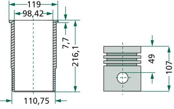 Case IH engine types: D-179, D-239, D-358 Piston set cpl.