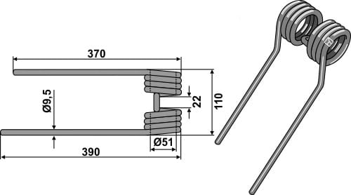 BLET34531 Kreiselheuerzinken - passend zu Kuhn GF 58740700, 43920.10