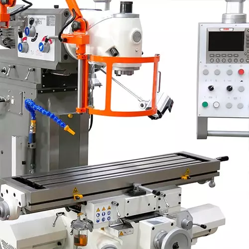 Fräsmaschine, CNC-Maschine, Schlitten-Tisch, Bohrspindel, Tischplatte