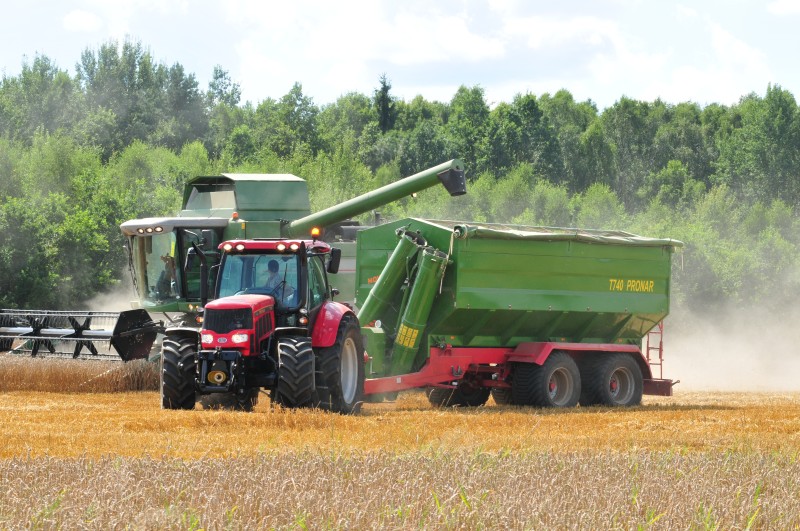 Tractor, Harvesting, Combine harvester, Grain cart, Field work