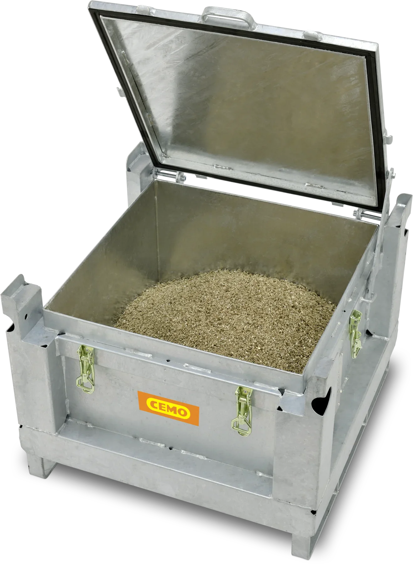 CEMO Akku-Stahlsammelbehälter 120 l – UN-zugelassener Sammelbehälter aus verzinktem Stahl für beschädigte Akkus