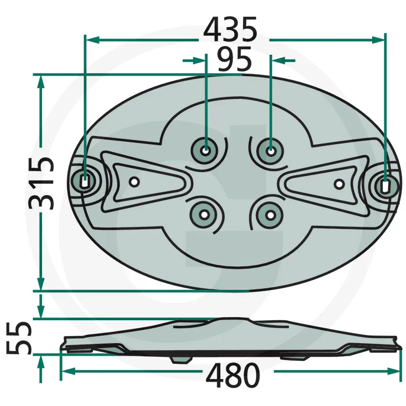 Mähscheibe 480mm - passend zu Kuhn  FC 250, 300, 350, 202, 202R, 250G, 300G, 250GT, 300GT / Alterna 400, 500, 500G