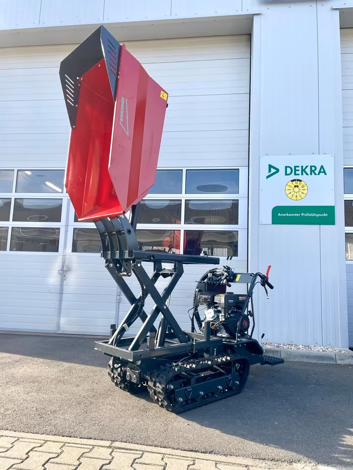 Raupendumper mit Hochentleerung 500 kg – 10 PS Benzinmotor, hydraulische Mulde, Profi-Dumper