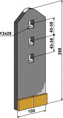 BL23803 Verschleißteil Hartmetall 260mm - passend zu Väderstad 419996-1 / Amazone 78101949 / Köckerling 9034