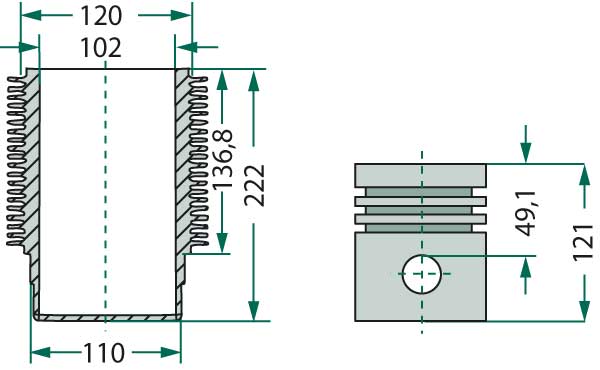 Deutz engine types: BF4L913, BF4L913T, BF6L913, BF6L913T, BF6L913C Piston set, cpl.