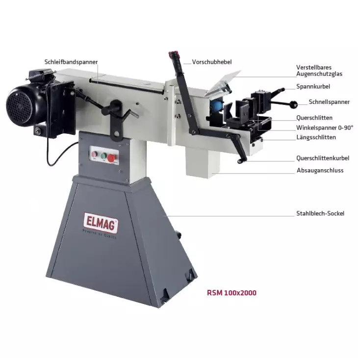 Elmag Radienschleifmaschine 100x2000 - inkl. Rollensatz 7 teilig