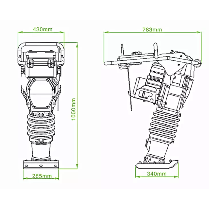 Elmag TCB-64 rammer with Honda GXR120 engine, 12,000 kg centrifugal force, 285 mm tamping foot width