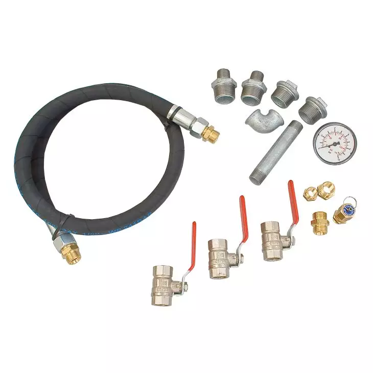 Schlauchanschluss, Gasschlauch, Druckregler, Ventilhebel, Messgerät