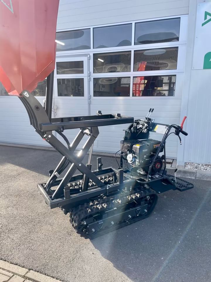 Raupendumper mit Hochentleerung 500 kg – 10 PS Benzinmotor, hydraulische Mulde, Profi-Dumper