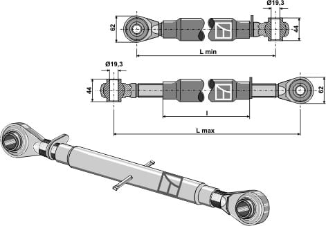 Oberlenker mit gehärteten Kugelaugen M27x3