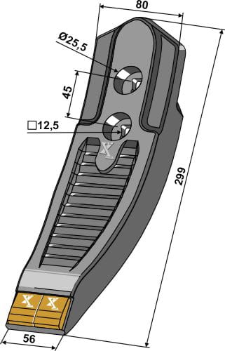 Pointe en carbure de 299 mm - compatible avec les modèles Kuhn Cultimer, CultiML et Performer