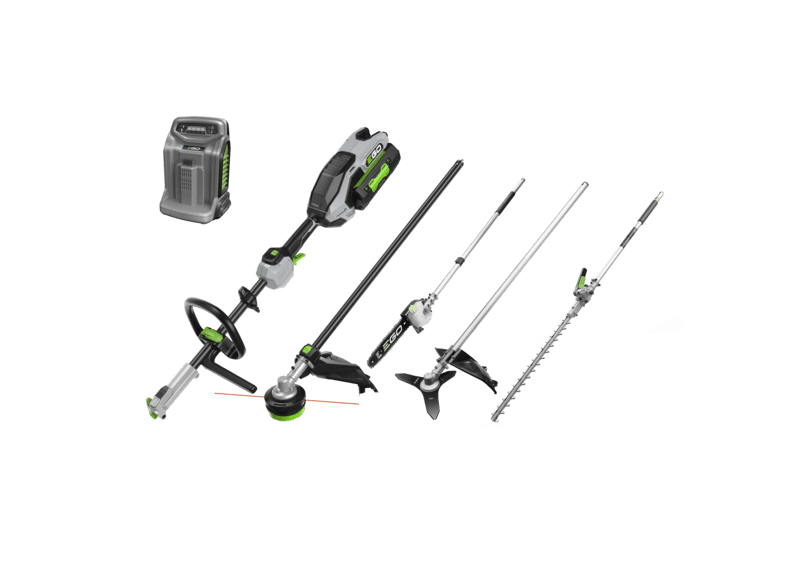 EGO Multifunktionswerkzeug-Kit – Rasentrimmer, Freischneider, Heckenschere & Hochentaster inkl. 5,0Ah Akku