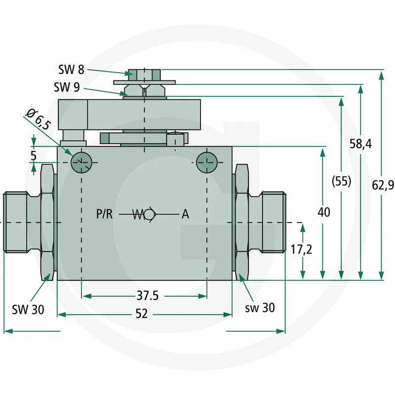 Hubbegrenzungsventil Kugelhahn 15L - M22x1,5