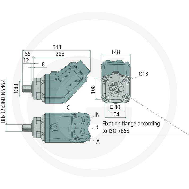 Dual-circuit pump BID70+70H left