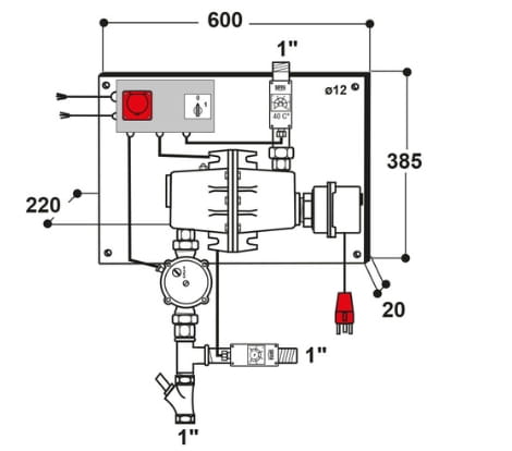 Suevia heating unit model 311, 400 V, 3000 W, pump 400 W