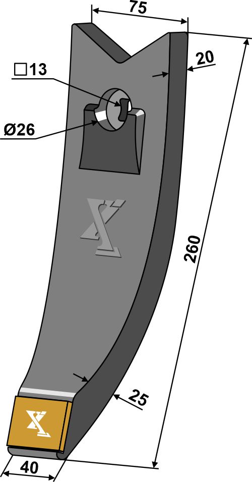 Pointe de coupe en carbure de 260 mm - compatible avec les modèles Farmet Duolent, Triolent et Turbulent