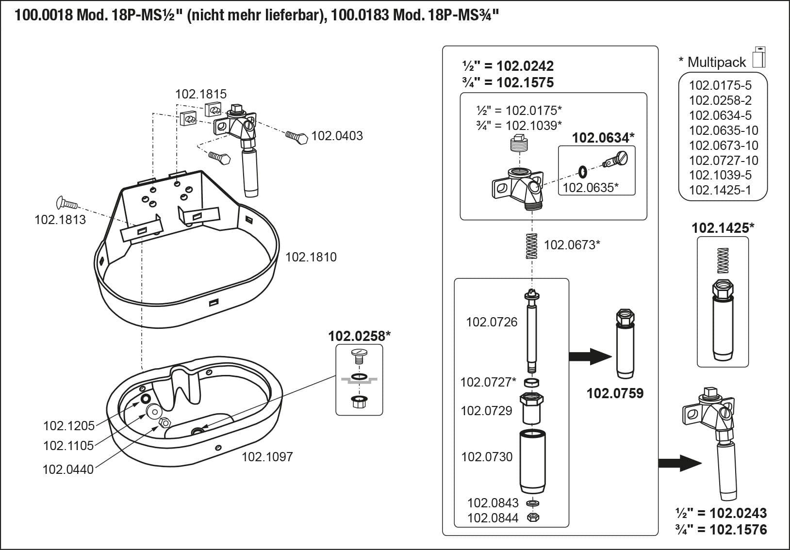 Suevia drinking bowl mod. 18P-MS¾"