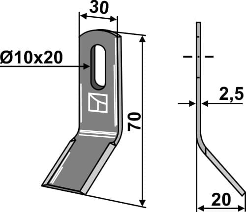 BL3515 Y Messer 70mm - passend zu Agria 71009 / Lipco
