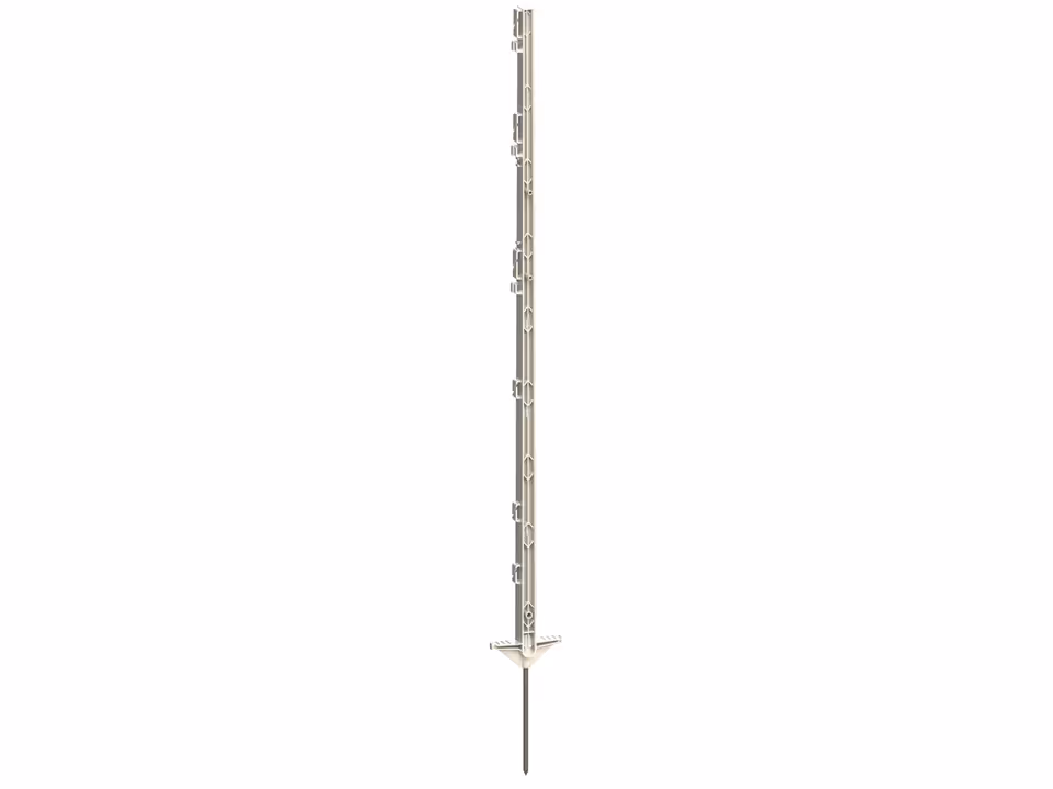 5x Vollkunststoffpfahl mit Stahl- spitze, 125 cm, Doppeltritt