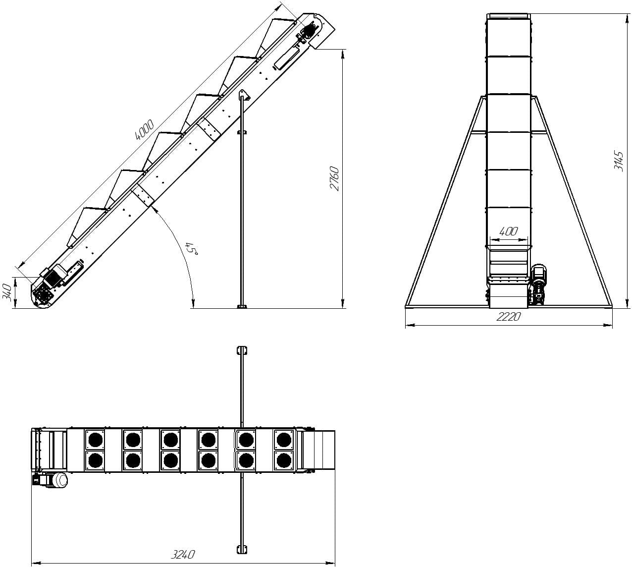Förderband 4050 × 400 mm mit Kühlsystem – Transportband für Schüttgut & Granulate