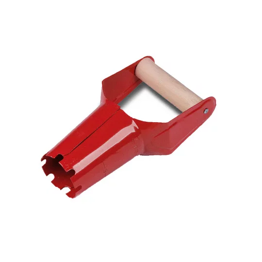 Manueller Zwiebelpflanzer mit Holzgriff 23 cm – Robuster Vollstahl-Pflanzer für präzises Setzen