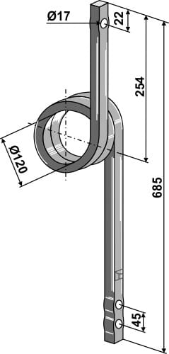 Track loosening tines, left version