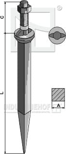BL28304 Ackereggenzinken aus Borstahl, ovaler  Ansatz quer zur  Fahrtrichtung