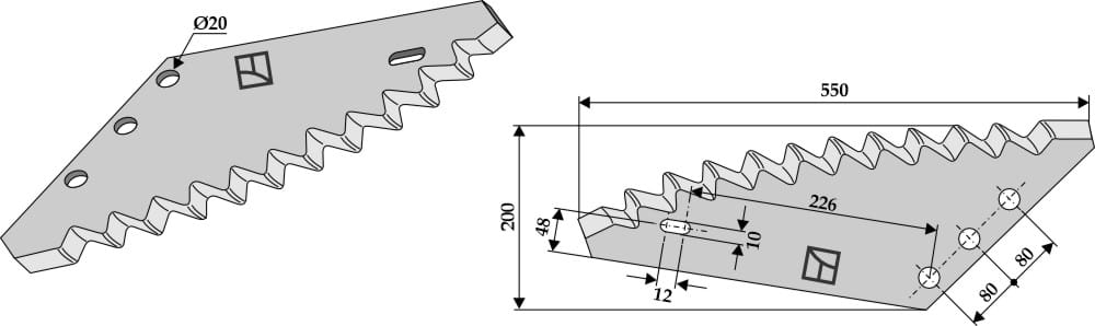 Futtermischwagenmesser 550mm - passend zu Faresin / Frasto / OMAS / Unifeed / Zago Antares Techno DV
