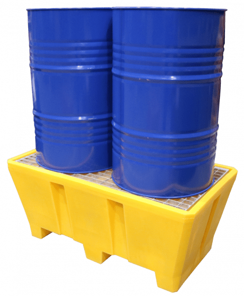 EMP Auffangwanne für 2 Fässer  - 270 L - unterfahrbar | Gitterrost: verzinkter Stahl