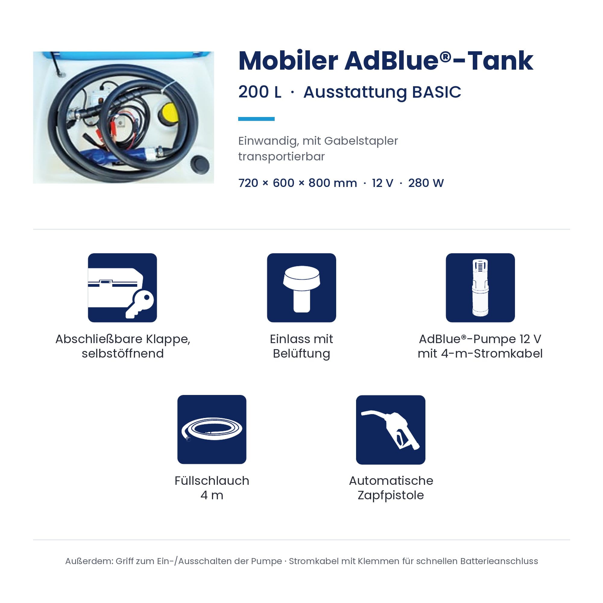 Tank, AdBlue Tank, 200 L, Gabelstapler, Pumpe