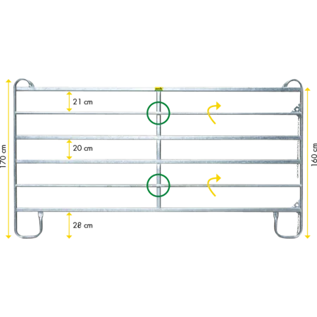 Patura Panel-6, Höhe 1,70 m | Länge: 2,40 m - 1 Mittelstrebe