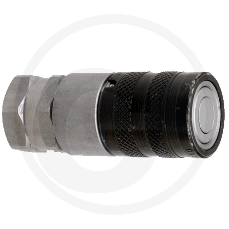 Hydraulikkupplung, Schnellkupplung, Metall, gerändelte Hülse, silber-schwarz