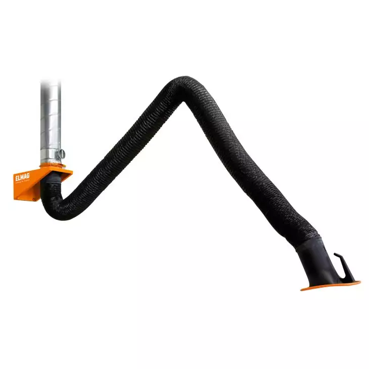 Absaugarm 3 m in Schlauchausführung Ø150 mm mit 360° Absaughaube und Wandhalter