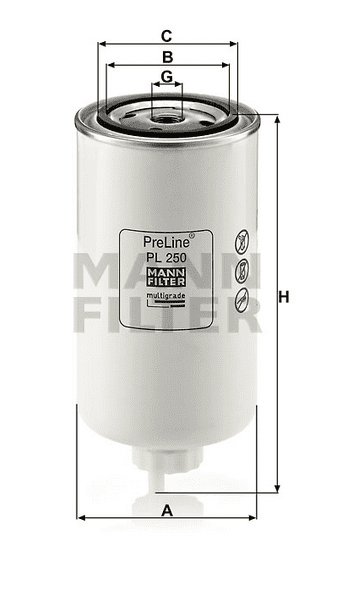 BLPL250 Mann Filter PL 250 Kraftstofffilter SpinOn (Vorfilter)